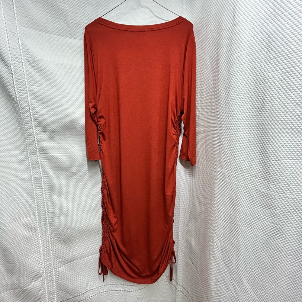 Terra & Sky Red Double Ruched Dress with Dolman Sleeves size 14W OX - Picture 3 of 6